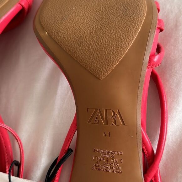 NWT ZARA Women’s Hot Pink High Heeled Strap Sandals size (41) US 10 - Picture 12 of 16